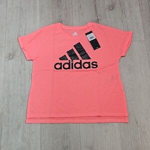 Adidas Girls Medium 10/12 Acid Red Tee Shirt Brand new with tags